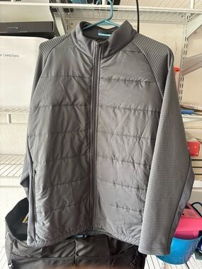 Men's Gray Quilted Full-Zip Jacket - PGA Tour